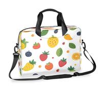 Helhappy 15.7-Inch Laptop Computer PC Shoulder Bag Carrying Case, Cartoon Strawberry Mango Pineapple Waterproof Business Office Work Messenger Bag for Men Women