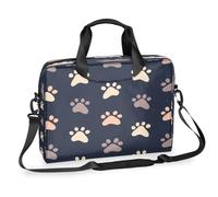 Helhappy 15.7-Inch Laptop Computer PC Shoulder Bag Carrying Case, Dog Footprints Waterproof Business Office Work Messenger Bag for Men Women