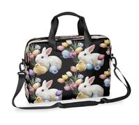 Helhappy 15.7-Inch Laptop Computer PC Shoulder Bag Carrying Case, Easter Bunny Chick Flowers Waterproof Business Office Work Messenger Bag for Men Women