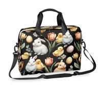 Helhappy 15.7-Inch Laptop Computer PC Shoulder Bag Carrying Case, Easter Eggs Bunny Chick Tulip Pattern Waterproof Business Office Work Messenger Bag for Men Women