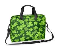 Helhappy 15.7-Inch Laptop Computer PC Shoulder Bag Carrying Case, St. Patrick'S Day Clover Waterproof Business Office Work Messenger Bag for Men Women