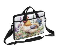 Helhappy 15 Inch Laptop Shoulder Bag Chicken Rooster Flower Farmhouse Computer Bags Briefcase Messenger Bag Durable and Water-Repellent Fabric for Men Women