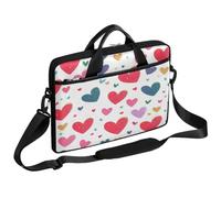 Helhappy 15 Inch Laptop Shoulder Bag Colorful Love Hearts Valentine's Day Theme Computer Bags Briefcase Messenger Bag Durable and Water-Repellent Fabric for Men Women
