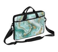 Helhappy 15 Inch Laptop Shoulder Bag Teal Aqua Marble Modern Art Abstract Computer Bags Briefcase Messenger Bag Durable and Water-Repellent Fabric for Men Women