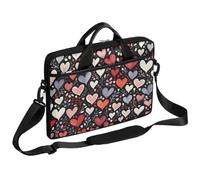 Helhappy 15 Inch Laptop Shoulder Bag Valentine's Day Colorful Hearts Computer Bags Briefcase Messenger Bag Durable and Water-Repellent Fabric for Men Women