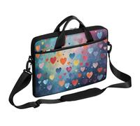 Helhappy 15 Inch Laptop Shoulder Bag Valentine's Day Colorful Little Hearts Computer Bags Briefcase Messenger Bag Durable and Water-Repellent Fabric for Men Women
