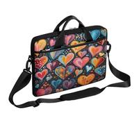 Helhappy 15 Inch Laptop Shoulder Bag Valentine's Day Colorful Oil Painting Hearts Computer Bags Briefcase Messenger Bag Durable and Water-Repellent Fabric for Men Women