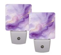 Helhappy 2 Pack LED Night Lights Plug Into Wall, Abstract Purple Marble Auto Sensor Night Lamp Dusk-to-Dawn Lamp for Bedroom Bathroom Hallway