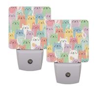 Helhappy 2 Pack LED Night Lights Plug Into Wall, Funny Cute Cats Auto Sensor Night Lamp Dusk-to-Dawn Lamp for Bedroom Bathroom Hallway