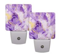 Helhappy 2 Pack LED Night Lights Plug Into Wall, Marbles Purple Auto Sensor Night Lamp Dusk-to-Dawn Lamp for Bedroom Bathroom Hallway