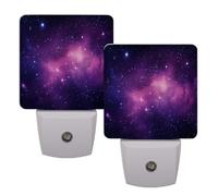 Helhappy 2 Pack LED Night Lights Plug Into Wall, Purple Nebula Auto Sensor Night Lamp Dusk-to-Dawn Lamp for Bedroom Bathroom Hallway