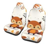 Helhappy Car Seat Covers Front Set Universal Fit Most Cars | Cute Fox Thanksgiving Maple Leaves Car Interior Cover, Easy Installation Seat Protectors for Auto, Suv, Trucks