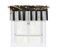 Helhappy Short Window Curtain Valance Black And White Piano Musical Notes 3" Rod Pocket Window Treatment for Home Decorations, 54 x 18 Inch, 1 Panel
