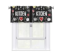Helhappy Short Window Curtain Valance Kitchen Sketch Pattern 3" Rod Pocket Window Treatment for Home Decorations, 54 x 18 Inch, 1 Panel