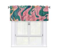 Helhappy Short Window Curtain Valance Red Green Abstract Liquid 3" Rod Pocket Window Treatment for Home Decorations, 54 x 18 Inch, 1 Panel