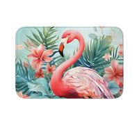 Helhappy Soft Non-Slip Indoor Doormat, Pink Flamingo Tropical Palm Leaves Floral Jungle Theme Water Absorbent Bathroom Rugs, Washable Room Accessories Floor Mat 15.7X23.6 Inches