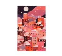 Helhappy Super Absorbent Waffle Weave Kitchen Towel, Orange Apartment Star Moon Durable Kitchen Cleaning Cloths for Washing Dishes, 26x16 Inches