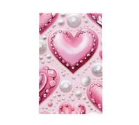 Helhappy Super Absorbent Waffle Weave Kitchen Towel, Pink Diamond Romantic Pearl Valentines Day Durable Kitchen Cleaning Cloths for Washing Dishes, 26x16 Inches