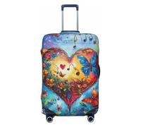 Helhappy Travel Luggage Cover Suitcase Protector, Heart Musical Staff Colorful Butterfly Washable Print Spandex Elastic Luggage Cover 18-32 Inch