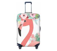 Helhappy Travel Luggage Cover Suitcase Protector, Pink Flamingo Flowers Washable Print Spandex Elastic Luggage Cover 29-32 Inch