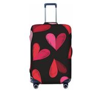 Helhappy Travel Luggage Cover Suitcase Protector, Pink Heart Sweet Love Romantic Washable Print Spandex Elastic Luggage Cover 22-24 Inch