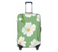 Helhappy Travel Luggage Cover Suitcase Protector, White Floral Flowers Washable Print Spandex Elastic Luggage Cover 22-24 Inch