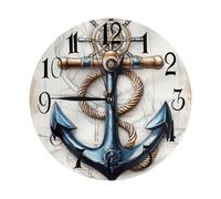 Helhappy Wall Clock 10 Inch, Silent Non-Ticking Battery Operated, Vintage Nautical Anchor Compass PVC Wall Clocks for Home Living Room Office School Kitchen Bedroom