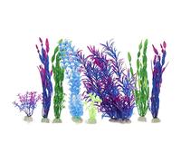 Helhom Artificial Seaweed Water Plants, Fish Tank Decorations Vibrant Plastic Aquarium Plants, Saltwater Freshwater Fish Tanks Set of 8 Large Colorful Lifelike Underwater