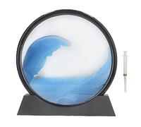 Helhom Quicksand Painting Glass 3D Transparent Home Decoration, Dynamic Sand Art with Base, Living Room Office TV Cabinet Modern Zen Decor, 26.5x25cm (Round Large Size Blue)