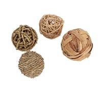 Helhom Small Animal Activity Chew Balls, Grass Scented Teething Toys, Bunny Rabbits Guinea Pigs Gerbils 100% Wild Vetch Handmade 4Pcs Grey 2.8inch