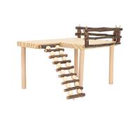 Helhom Wooden Hamster Climbing Toys, Log Hamster Climb Platform with Rotatable Ladder, Eating Playing Resting Small Pets Cage Decoration, 11.8x8.3x8.3in