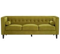 Helia Olive Velvet Fabric 3 Seater Sofa