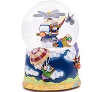Helicopter Adventure Mouse Snow Globe Music Box,Sparkling Snow,Rotating Propellers,Musical,Hand-Painted, for Family, Friend, Collectors, Holiday Decor