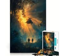Helicopter And Soldiers in Jungle 1000 Piece Jigsaws for Teenagers Puzzle DIY Fun Bright Hue Pattern Build Wall Accent (38x52cm)