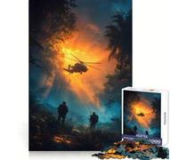 Helicopter And Soldiers in Jungle Jigsaw 1000 Pieces for Teenagers Brain Exercise Clean Connection Real Challenge Unique Gift (50x75cm)