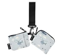 Helicopter and Stars Cloud Blue Women's Coin Wallet Card Holder Minimalist ID Card Holders Protector with Zipper Pocket for Women Men 2 Pcs, Helicopter and Stars Cloud blue, One Size, Modern