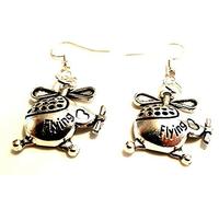 Helicopter Earrings on Sterling Silver Hooks Chopper Wurlybird Drop Dangle Earrings Aeroplane Airplane Flying Helicopter Pilot Gift