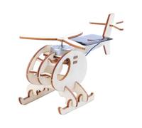 Helicopter Kit, Helicopter Model Assembly Toy for Toddler, Wood & Electronic Components Helicopters Kit with Solar Powered, Ideal for Home, School, Collectors, Kids 4 Years Old, 18x7x9cm