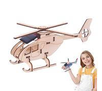 Helicopter Model | Solar Powered Helicopter Educational Wooden Craft Assembly Kit | Building Puzzle Toy Developing Intelligence Interests Great Gift for Boys Kids Home Display Airplane Models