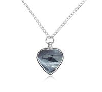 Helicopter Rescues at Sea Heavy Rain Ashes Necklace Dog Pet Urn Necklace Heart Cremation Jewelry with Fill Kit