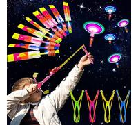 Helicopter Slingshot Toy with LED Lights, 16PCS Flying Toy Glow in the Dark