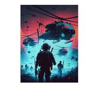 Helicopter Swarm Silhouette Distinctive Jigsaw Puzzle for Adults, 500 PCS