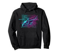 Helicopter Vaporwave 80s Retrowave Cyberpunk Pilot Men Boys Pullover Hoodie