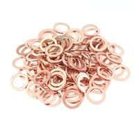 HELIFOUNER 50 Pieces M14x20x1.5mm Copper Washers, Copper Metric Sealing Washers, Inner Diameter 14mm, Outer Diameter 20mm, Thickness 1.5mm