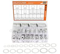 HELIFOUNER 560 Pieces 18 Sizes Automotive Drain Plug Gaskets, Oil Crush Washers, Aluminum Flat Washers Assortment Kit (M6 M8 M10 M12 M14 M16 M18 M20 M22 M24)