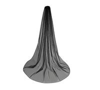 Heliltd Bride Wedding Veil 118 Inches Long 1 Tier Drop Veil Cathedral Bridal Veil with Comb Chapel Tulle Hair Accessories, Black, 118 inch