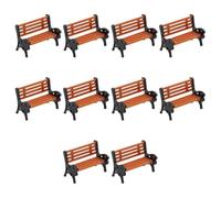 Helilyco 10 Pack Realistic Miniature Benches HO OO for Scale Railway, for Orange for Black Armrest Model Park Furniture Layout Scenery