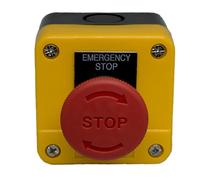 Helilyco 10A Latching E-Stop Push Button Switch 1NC for Emergency Stop Control, IP40 Waterproof, 22mm Panel Mount, Orange ABS Case with Red Mushroom Head