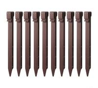 Helilyco 12 Pack Brown Garden Edging Stakes 10 Inch for Heavy Duty Plastic Anchors Lawn Borders Netting and Plant Support