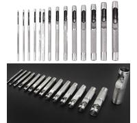 Helilyco 14PCS 1-10mm Leather Hole Punch Set for Belt Watch Band Gasket Round Hollow Punch Tool for Leather Craft Plastic Rubber Vinyl Carbon Steel DIY Hand Tool